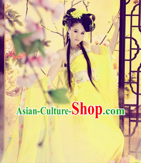 Yellow Ancient Chinese Dance Costumes