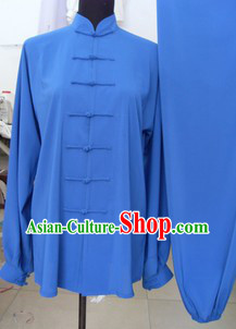 Traditional Chinese Blue Silk Kung Fu Dresses