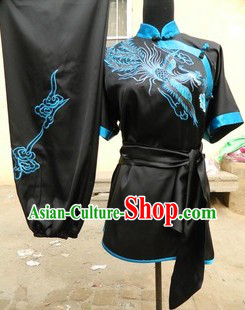 Traditional Chinese Long Fist Embroidered Phoenix Kung Fu Stage Performance Uniforms