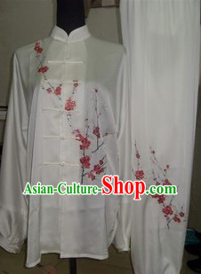Traditional Chinese White Silk Martial Arts Clothes
