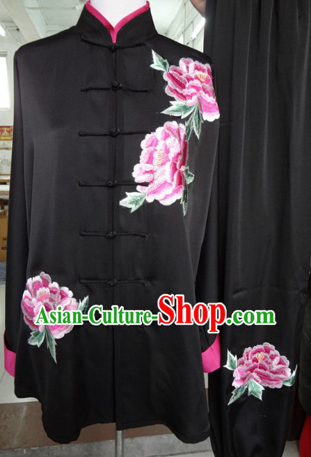 Traditional Chinese Black Peony Kung Fu Martial Arts Clothes