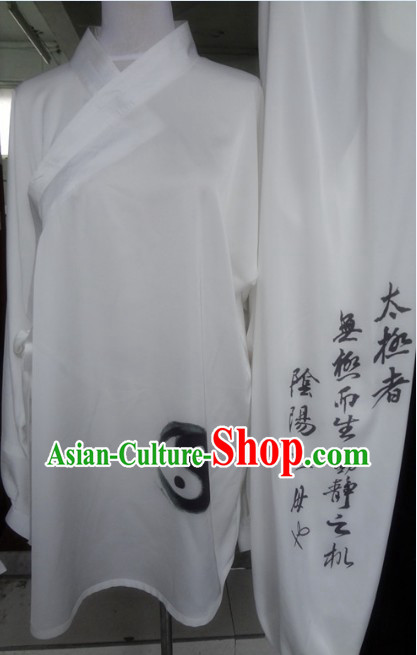 Ancient Chinese White Silk Tai Chi Tai Ji Clothing Complete Set