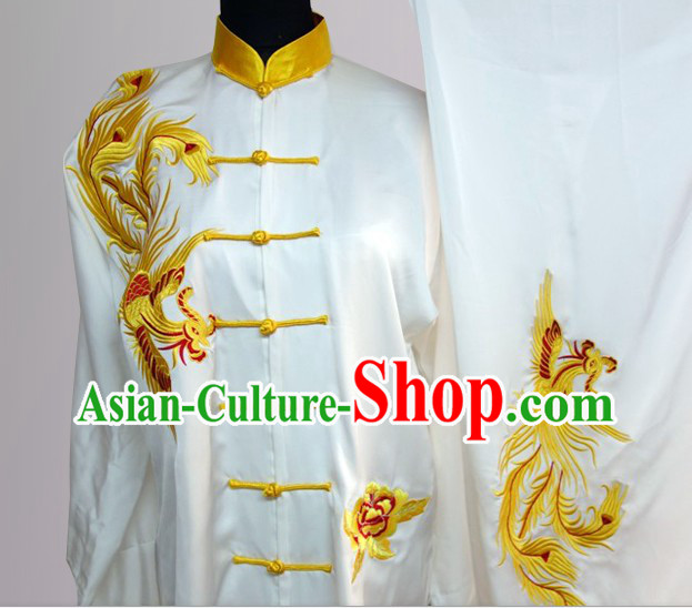 Traditional Chinese Short Sleeves Embroidered Phoenix Kung Fu Clothes