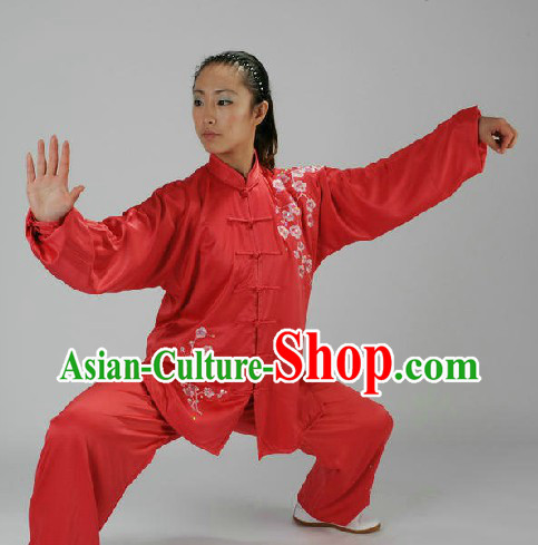 Traditional Chinese Red Taiji Martial Arts Clothing for Women