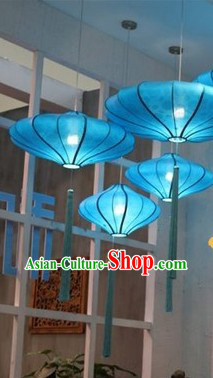 Traditional Chinese Blue Handmade Hanging Palace Lantern