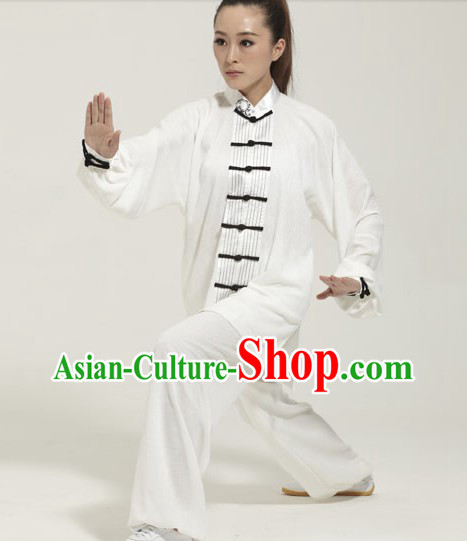 Traditional Chinese White Kung Fu Martial Arts Uniform