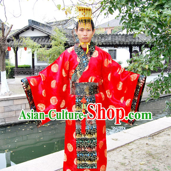 Qin Shi Huang First Emperor of Qin Costume and Hat for Men
