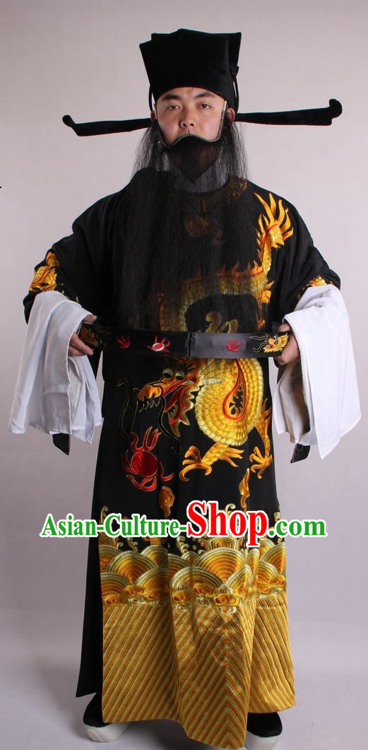 Traditional Chinese Golden Dragon Embroidered Robe for Men