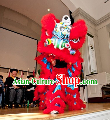 Supreme Blue and Red Ceremony Chinese Lion Dance Costume Complete Set