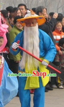 Blue Grandfather Farmer Parade Costume and Hat for Men