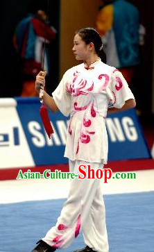 Flower Petal White Kung Fu Competition Contest Clothes for Girls