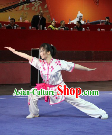 White Silk Plum Blossom Embroidery Martial Arts Suit