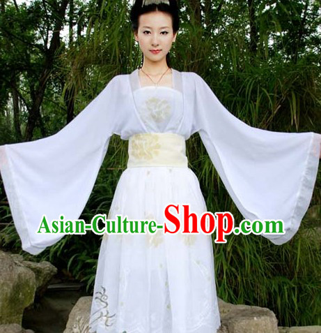 White Ancient Traditional Chinese Fairies Costume for Girls