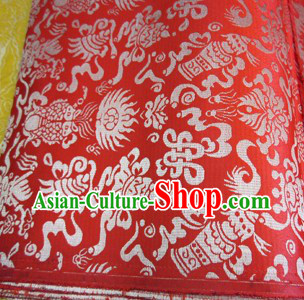 Orange Traditional Chinese Tibetan Auspicious Treasures Robe Clothes Table Cloth Curtains Fabric