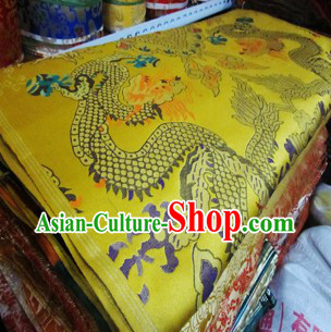 Golden Traditional Chinese Tibetan Dragon Fabric