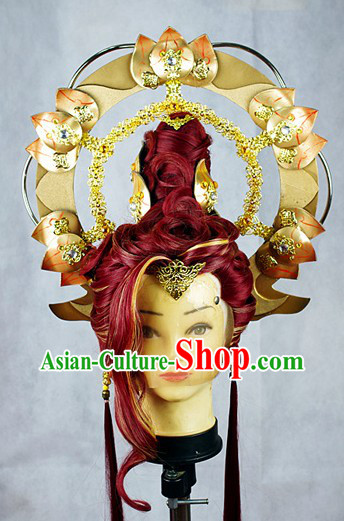 Chinese Classic Stage Performance Wig and Accessories for Men