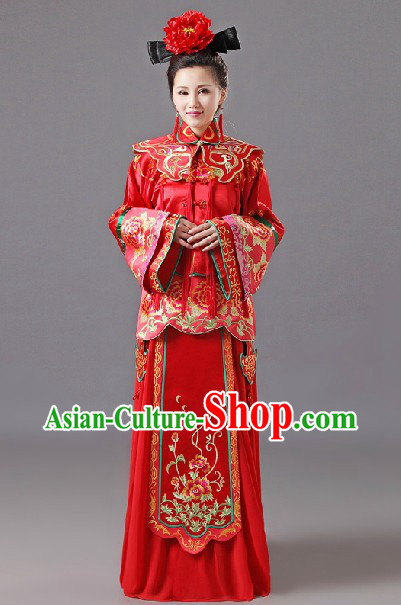 Ancient Chinese Red Wedding Suit for Brides