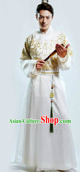 Ancient Chinese White Ming Dynasty Clothing for Boys