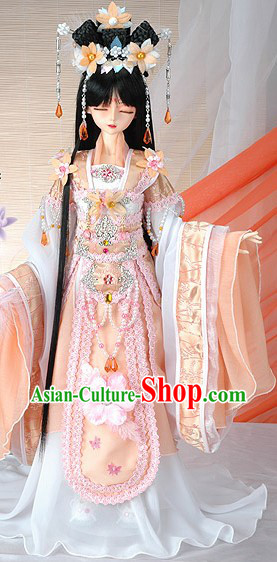 Ancient Chinese Wig, Hair Accessories and Flower Fairy Costumes Complete Set