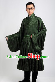 Green Ancient Chinese Han Fu Clothes for Men