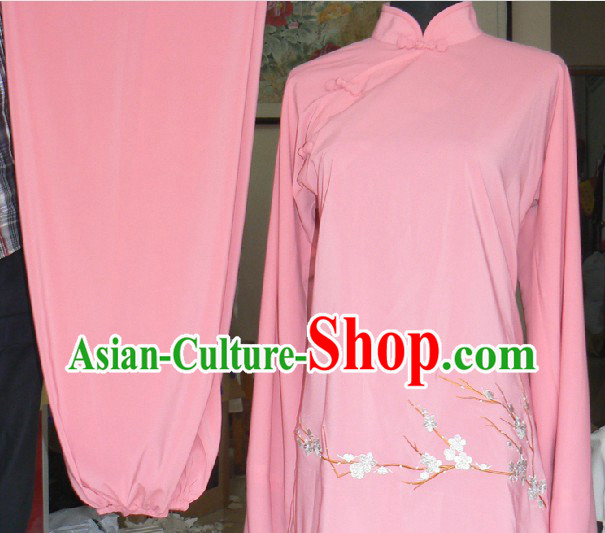 Traditional Chinese Pink Wing Chun Kung Fu Suit for Girls