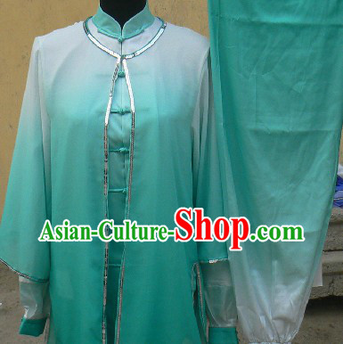 Colour Transition Chinese Silk Kung Fu Clothing Complete Set for Women