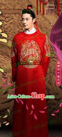 Traditional Chinese Bridegroom Wedding Suit Robe Clothing