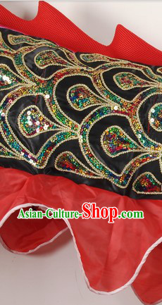 Black Asian Classical Embroidery Dragon Dancing Costumes