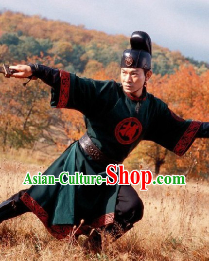 Flying Daggers Shi Mian Mai Fu Ancient Chinese Green Captor Costume and Hat