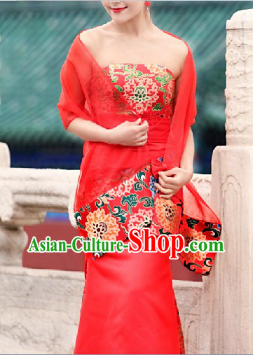 Classical Chinese Folk Wedding Evening Dress Long Skirt for Women