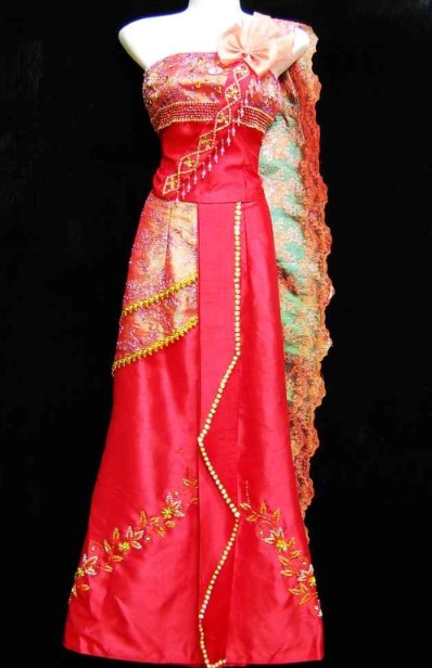 Traditional Asian Thailand One Shoulder Uniform for Women