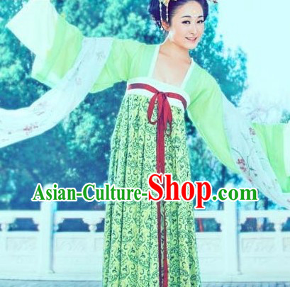 Green Traditional Chinese Tang Dynasty Ruqun Robe for Women