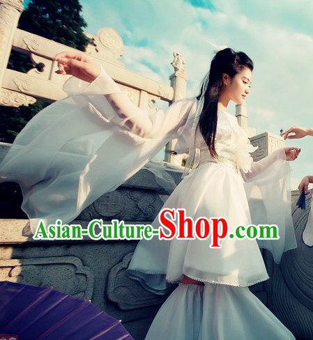 Pure White Ancient Chinese Clothes Lolita Cosplay Costume for Women
