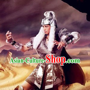Ancient Chinese Mongolian Khan Costumes and Hat for Men