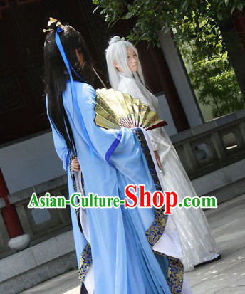 Ancient Chinese Blue Young Men Clothes for Men
