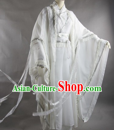 Traditional Ancient Chinese White Swordsman Costume Complete Set