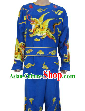 Ancient Chinese Opera Blue Solider Costume for Men