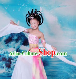 Ancient Chinese Fairy Dancing Costume and Wig for Kids