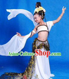 Ancient Chinese Fairy Dancing Costume and Wig for Children