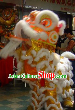 Professional Chinese Long Wool Fut San Lion Dance Costumes Complete Set
