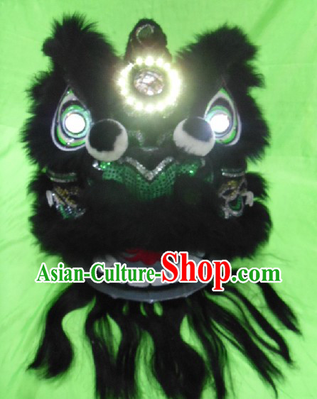 Black Wool Chinese Classic Lion Dance Costumes Complete Set for Adults