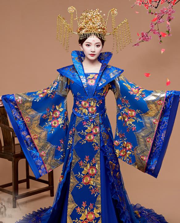 Ancient Chinese Wide Sleeves Princess Costumes and Umbrella Complete Set