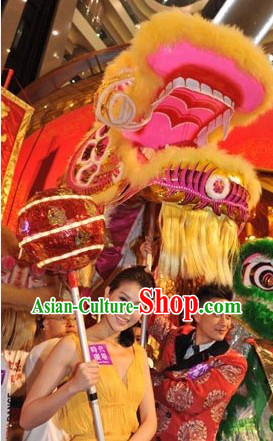 Supreme Best Deep Yellow Festival Celebration Dragon Dancing Costumes Full Set