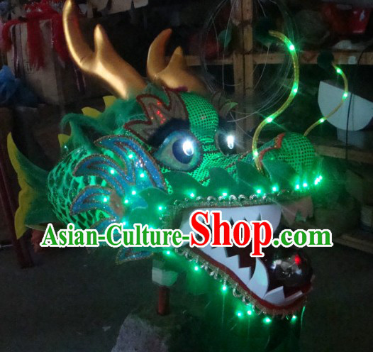 Handmade LED Luminous Flame Chinese Traditional Dragon Head Fish Body Prop