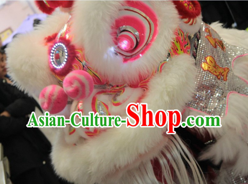 Chinese Classic Lovely White Lion Dance Costumes Set