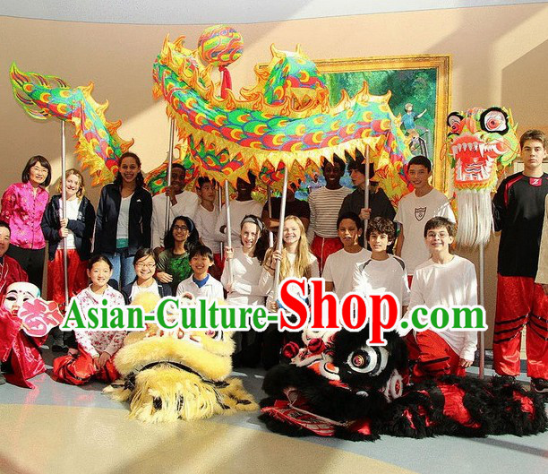 Professional Glow in the Dark Ultraviolet Dragon Dance Costumes Complete Set