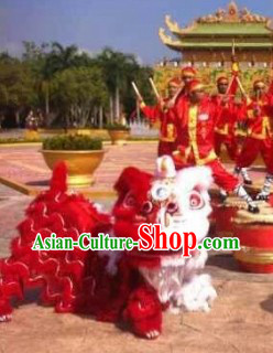 Half Red Half White Festival Ceremony Lion Dance Costumes Complete Set