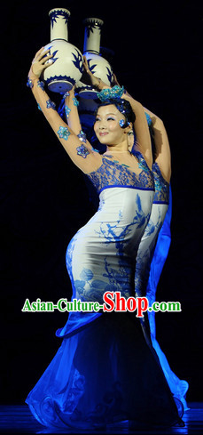 Classical Team Dance Costume and Headwear Complete Set for Women