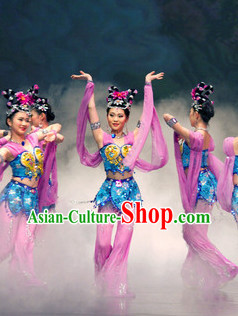 High School Classical Dance Team Costumes and Headwear Full Set for Girls