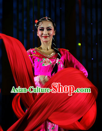Chinese Wedding Dance Costumes Attire and Headwear Complete Set for Women